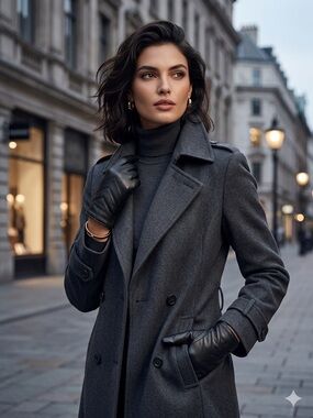 Women's Black Leather Gloves - Sleek Winter Style